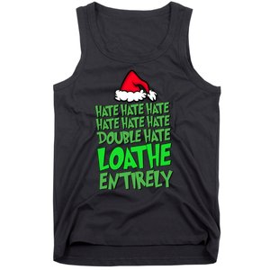 Hate Hate Double Hate Loathe Entirely Funny Christmas Santa Tank Top