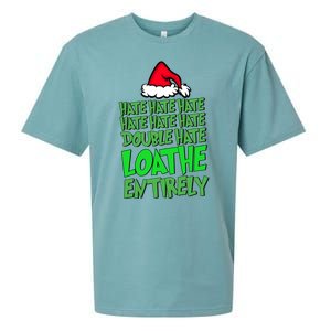 Hate Hate Double Hate Loathe Entirely Funny Christmas Santa Sueded Cloud Jersey T-Shirt