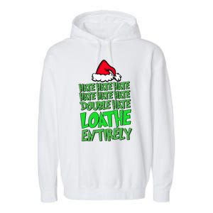 Hate Hate Double Hate Loathe Entirely Funny Christmas Santa Garment-Dyed Fleece Hoodie