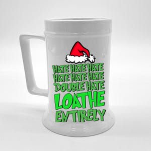 Hate Hate Double Hate Loathe Entirely Funny Christmas Santa Beer Stein