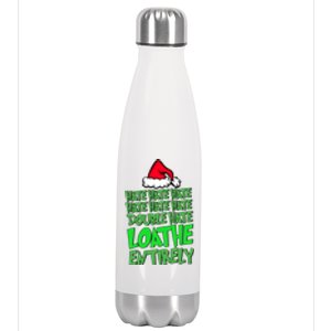 Hate Hate Double Hate Loathe Entirely Funny Christmas Santa Stainless Steel Insulated Water Bottle