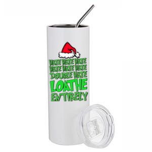 Hate Hate Double Hate Loathe Entirely Funny Christmas Santa Stainless Steel Tumbler