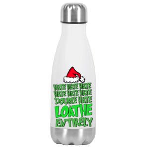 Hate Hate Double Hate Loathe Entirely Funny Christmas Santa Stainless Steel Insulated Water Bottle