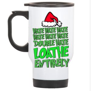 Hate Hate Double Hate Loathe Entirely Funny Christmas Santa Stainless Steel Travel Mug