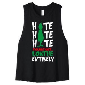 Hate Hate Double Hate Loathe Entirely Funny Christmas Women's Racerback Cropped Tank