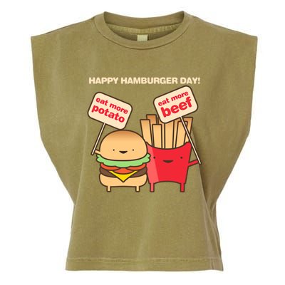 Happy Hamburger Day Funny Burger And Fries Gift Garment-Dyed Women's Muscle Tee