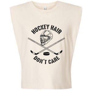 Hockey Hair DonT Care Cute Messy Hair Player Garment-Dyed Women's Muscle Tee