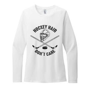 Hockey Hair DonT Care Cute Messy Hair Player Womens CVC Long Sleeve Shirt