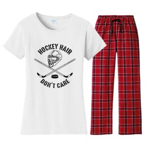 Hockey Hair DonT Care Cute Messy Hair Player Women's Flannel Pajama Set