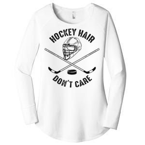 Hockey Hair DonT Care Cute Messy Hair Player Women's Perfect Tri Tunic Long Sleeve Shirt