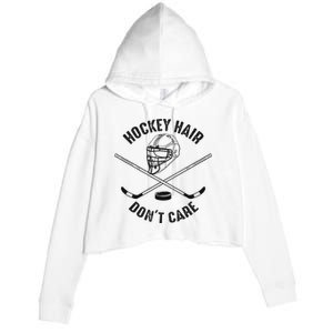 Hockey Hair DonT Care Cute Messy Hair Player Crop Fleece Hoodie