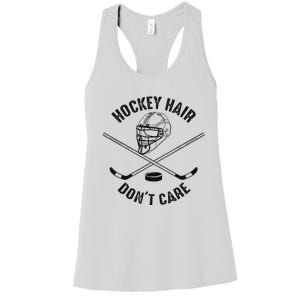 Hockey Hair DonT Care Cute Messy Hair Player Women's Racerback Tank