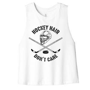 Hockey Hair DonT Care Cute Messy Hair Player Women's Racerback Cropped Tank