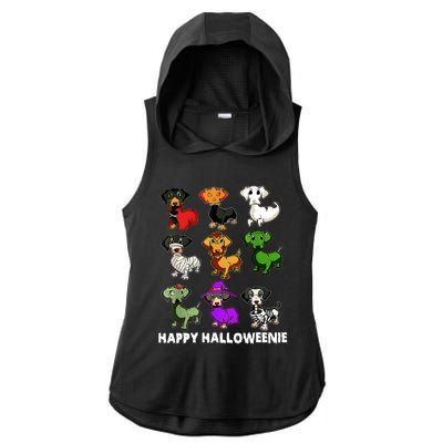 Happy Halloweenie Dachshund Halloween Dog Lover Funny Costume Ladies PosiCharge Tri-Blend Wicking Draft Hoodie Tank