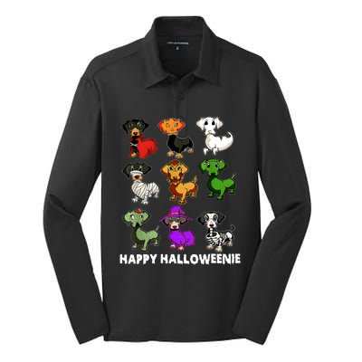 Happy Halloweenie Dachshund Halloween Dog Lover Funny Costume Silk Touch Performance Long Sleeve Polo