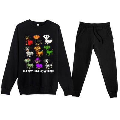 Happy Halloweenie Dachshund Halloween Dog Lover Funny Costume Premium Crewneck Sweatsuit Set