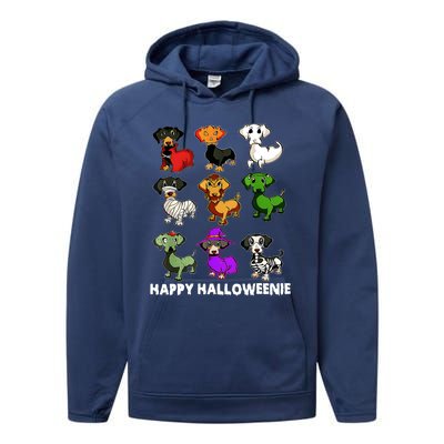 Happy Halloweenie Dachshund Halloween Dog Lover Funny Costume Performance Fleece Hoodie