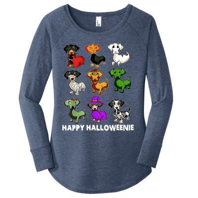 Happy Halloweenie Dachshund Halloween Dog Lover Funny Costume Women's Perfect Tri Tunic Long Sleeve Shirt