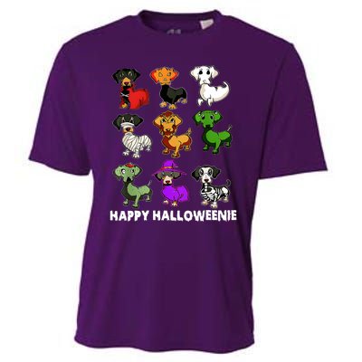 Happy Halloweenie Dachshund Halloween Dog Lover Funny Costume Cooling Performance Crew T-Shirt