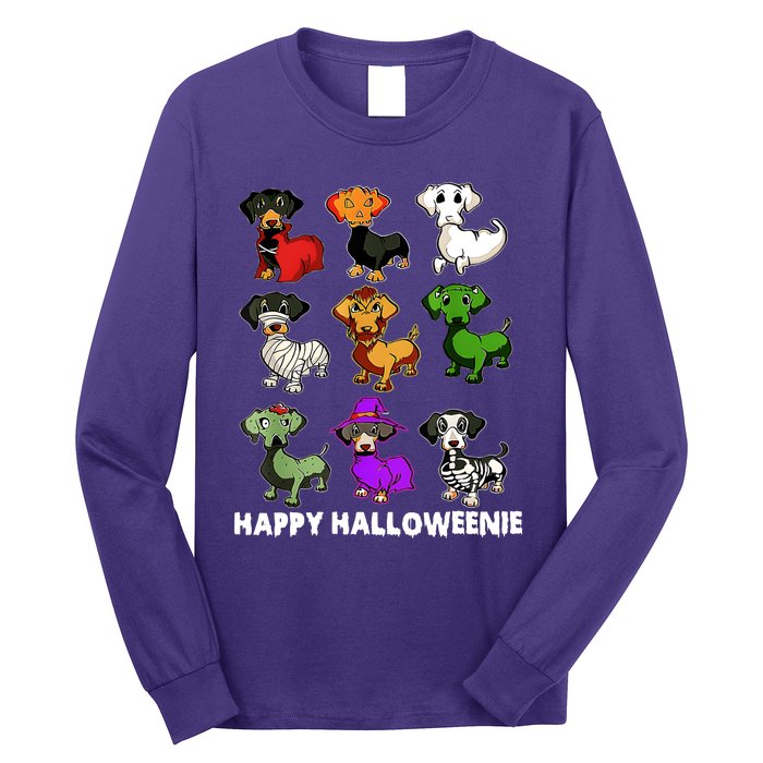 Happy Halloweenie Dachshund Halloween Dog Lover Funny Costume Long Sleeve Shirt