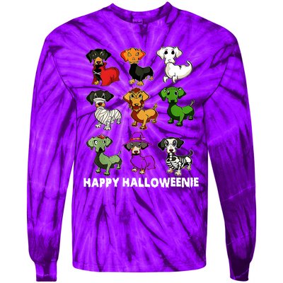 Happy Halloweenie Dachshund Halloween Dog Lover Funny Costume Tie-Dye Long Sleeve Shirt