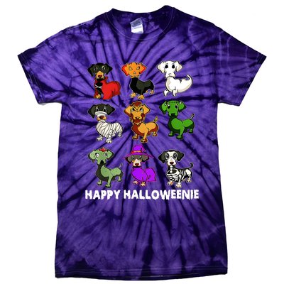 Happy Halloweenie Dachshund Halloween Dog Lover Funny Costume Tie-Dye T-Shirt