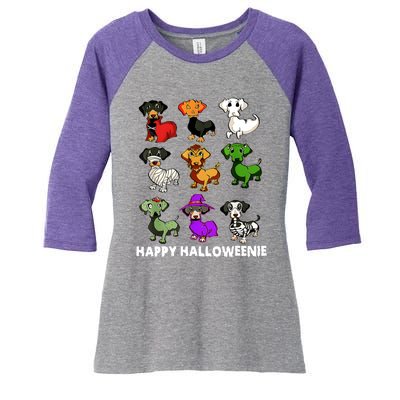 Happy Halloweenie Dachshund Halloween Dog Lover Funny Costume Women's Tri-Blend 3/4-Sleeve Raglan Shirt