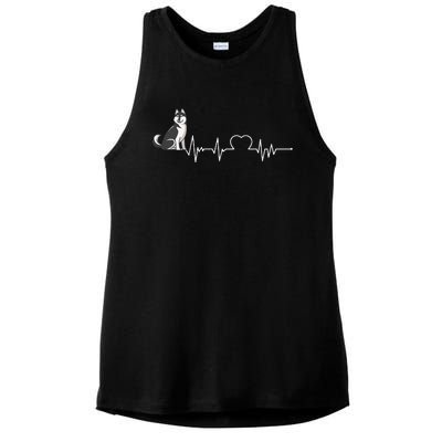 Husky Heartbeat Design for Husky Dog Lovers Ladies PosiCharge Tri-Blend Wicking Tank