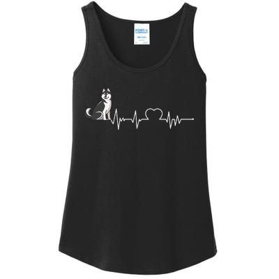 Husky Heartbeat Design for Husky Dog Lovers Ladies Essential Tank