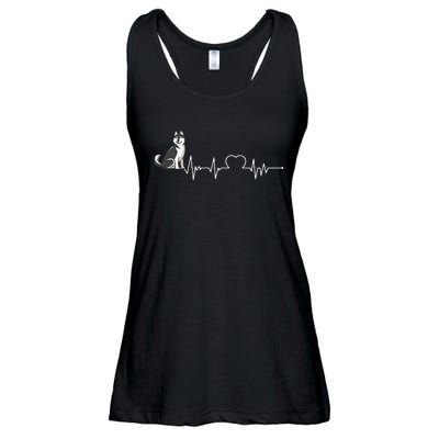 Husky Heartbeat Design for Husky Dog Lovers Ladies Essential Flowy Tank