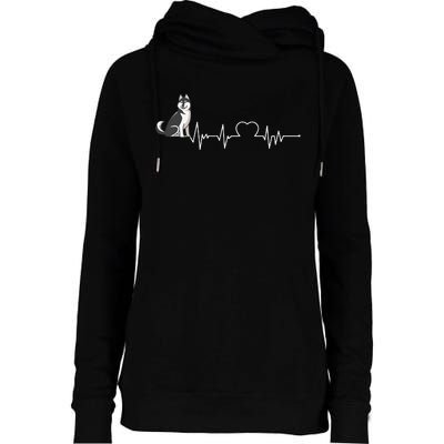 Husky Heartbeat Design for Husky Dog Lovers Womens Funnel Neck Pullover Hood