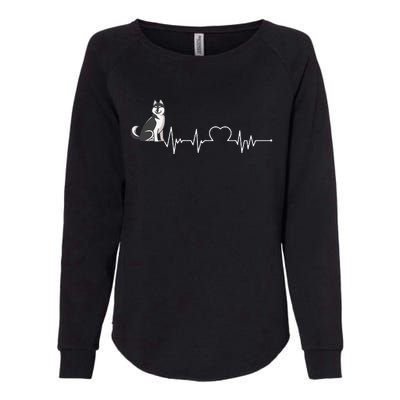 Husky Heartbeat Design for Husky Dog Lovers Womens California Wash Sweatshirt