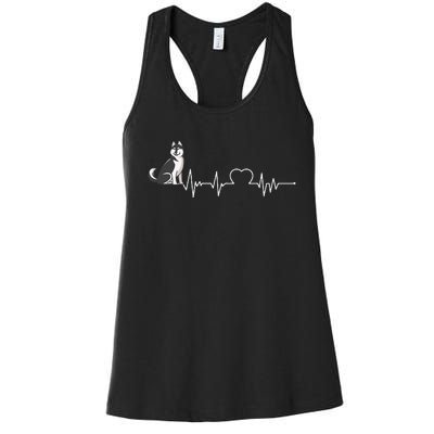 Husky Heartbeat Design for Husky Dog Lovers Women's Racerback Tank