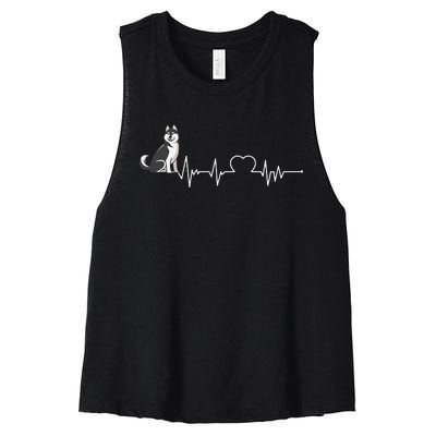 Husky Heartbeat Design for Husky Dog Lovers Women's Racerback Cropped Tank