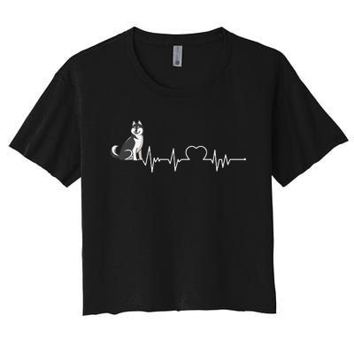 Husky Heartbeat Design for Husky Dog Lovers Women's Crop Top Tee