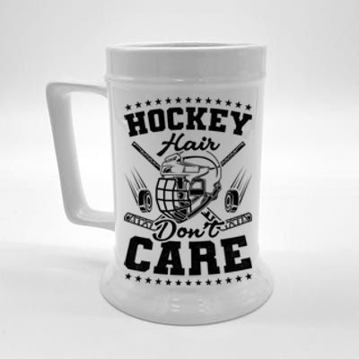 Hockey Hair Dont Care Hockey Great Gift Beer Stein