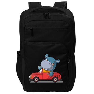 Happy Hippo Drive A Car Impact Tech Backpack