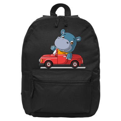 Happy Hippo Drive A Car 16 in Basic Backpack