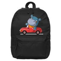 Happy Hippo Drive A Car 16 in Basic Backpack