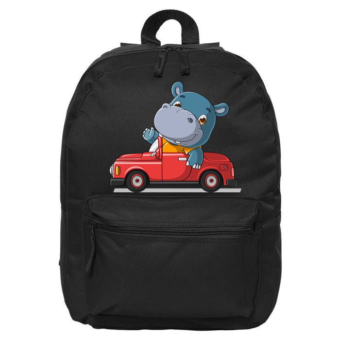 Happy Hippo Drive A Car 16 in Basic Backpack