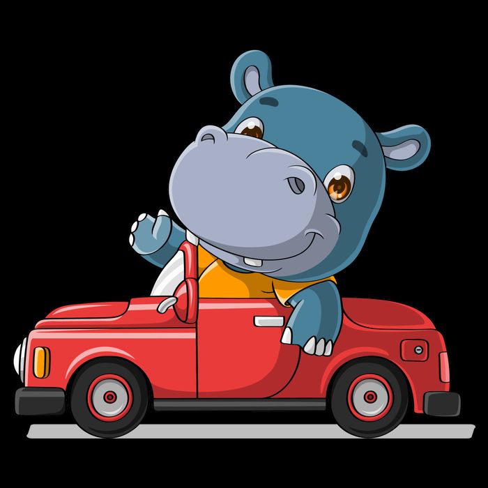 Happy Hippo Drive A Car 16 in Basic Backpack