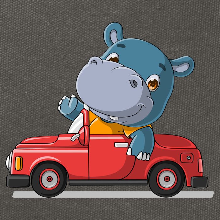 Happy Hippo Drive A Car Cotton Canvas Backpack