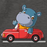 Happy Hippo Drive A Car Vector Backpack
