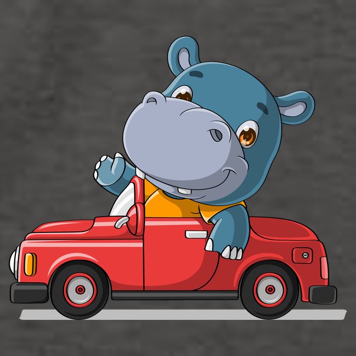 Happy Hippo Drive A Car Vector Backpack
