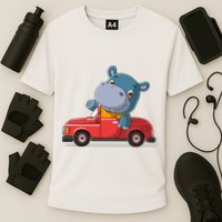 Happy Hippo Drive A Car Cooling Performance Crew T-Shirt