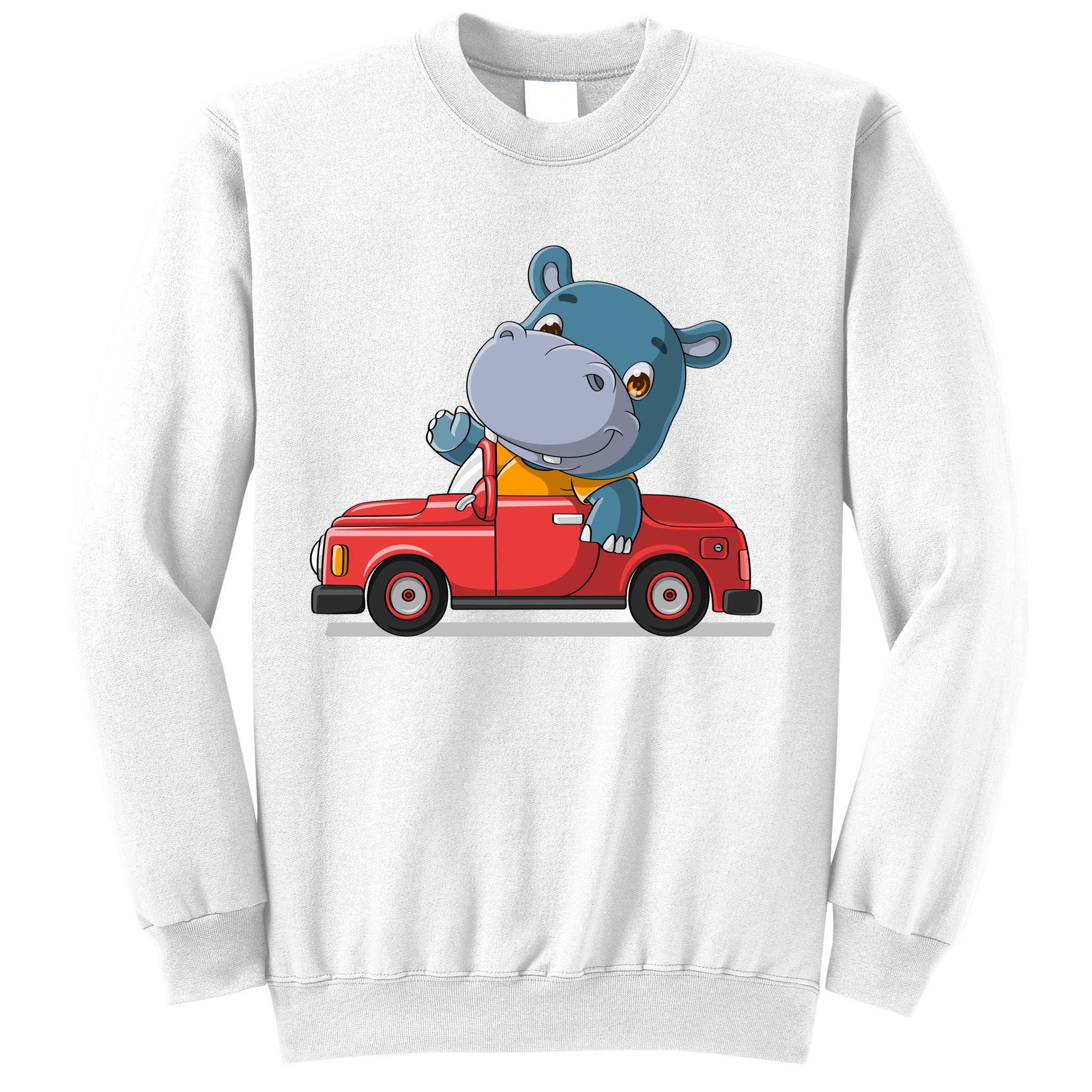 Happy Hippo Drive A Car Sweatshirt