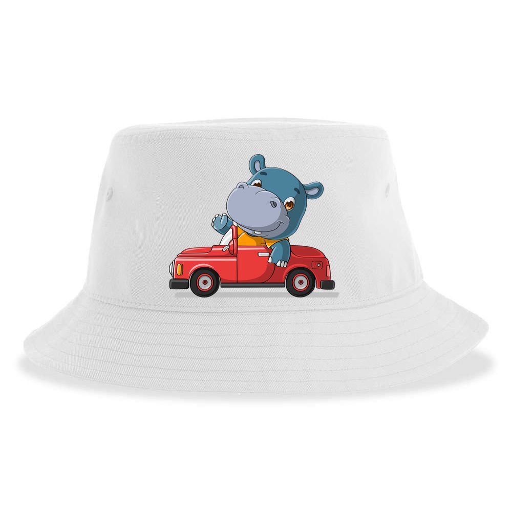 Happy Hippo Drive A Car Sustainable Bucket Hat