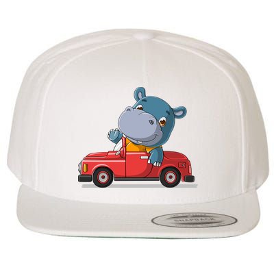 Happy Hippo Drive A Car Wool Snapback Cap
