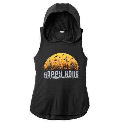 Happy Hour Duck Hunting Hunter Ladies PosiCharge Tri-Blend Wicking Draft Hoodie Tank