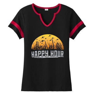 Happy Hour Duck Hunting Hunter Ladies Halftime Notch Neck Tee